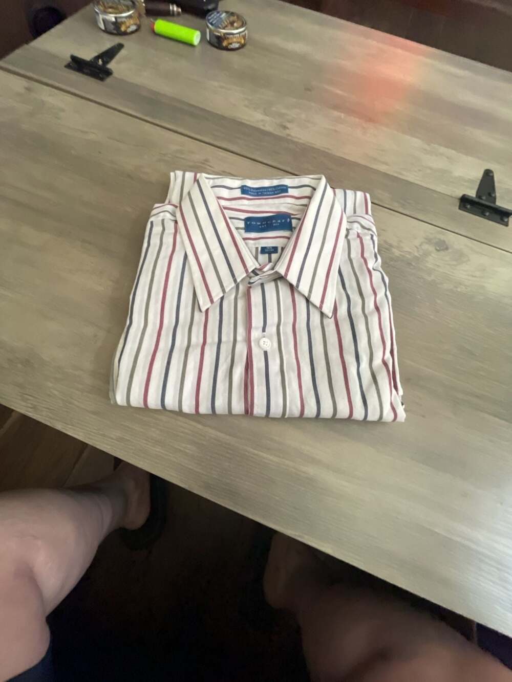 #A211 Towncraft Long Sleeve Striped Dress Shirt Size 16.5 32/33